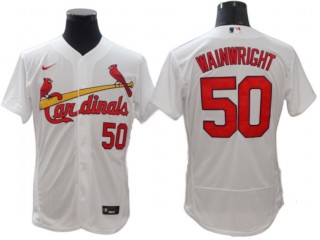 St. Louis Cardinals #50 Adam Wainwright White Home Flex Base Jersey