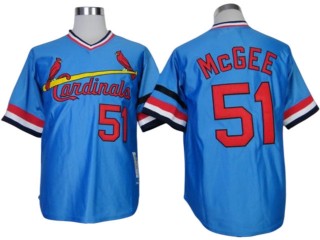 St. Louis Cardinals #51 Willie McGee Light Blue 1982 Throwback Jersey