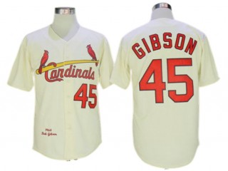 St. Louis Cardinals #45 Bob Gibson Cream 1964 Throwback Jersey