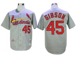 St. Louis Cardinals #45 Bob Gibson Gray 1967 Throwback Jersey