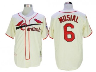 St. Louis Cardinals #6 Stan Musial Cream 1944 Throwback Jersey
