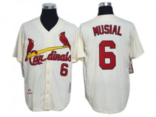 St. Louis Cardinals #6 Stan Musial Cream Throwback Jersey