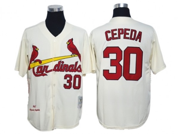 St. Louis Cardinals #30 Orlando Cepeda Cream 1967 Throwback Jersey