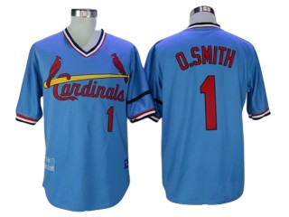 St. Louis Cardinals #1 Ozzie Smith Light Blue 1982 Throwback Jersey