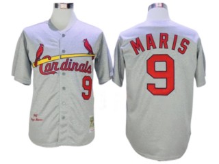 St. Louis Cardinals #9 Roger Maris Gray 1967 Throwback Jersey