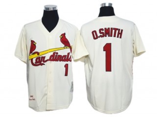 St. Louis Cardinals #1 Ozzie Smith Cream Throwback Jersey