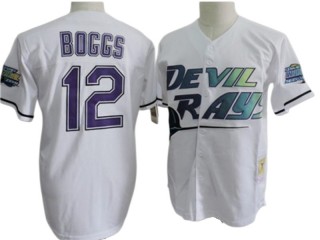 Tampa Bay Rays #12 Wade Boggs White Throwback Jersey