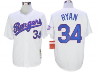 Texas Rangers #34 Nolan Ryan White 1993 Throwback Jersey