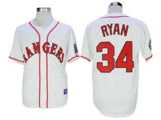 Texas Rangers #34 Nolan Ryan White 1995 Throwback Jersey
