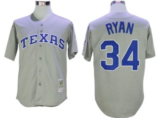 Texas Rangers #34 Nolan Ryan Gray Throwback Jersey