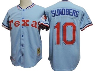 Texas Rangers #10 Jim Sundberg Light Blue 1982 Throwback Jersey