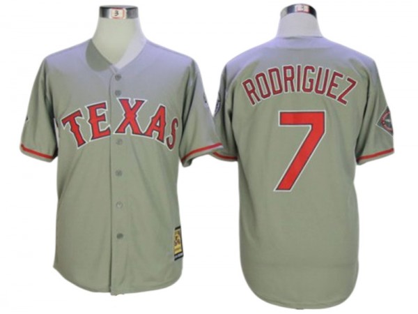Texas Rangers #7 Ivan Rodriguez Gray Cooperstown Collection Throwback Jersey