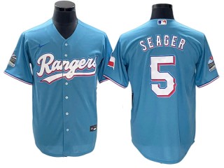 Texas Rangers #5 Corey Seager Light Blue Alternate Cool Base Jersey