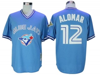 Toronto Blue Jays #12 Roberto Alomar Light Blue 1993 Throwback Jersey