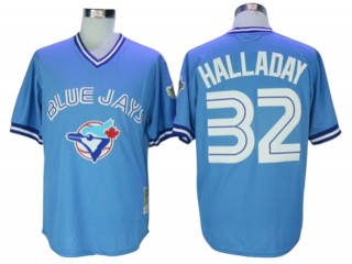 Toronto Blue Jays #32 Roy Halladay Light Blue Throwback Jersey