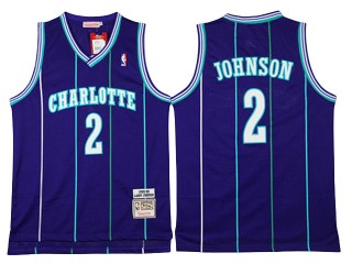 Charlotte Hornets #2 Larry Johnson Purple Hardwood Classic Jersey