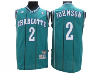 Charlotte Hornets #2 Larry Johnson Teal Hardwood Classic Jersey