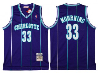 Charlotte Hornets #33 Alonzo Mourning Purple Hardwood Classic Jersey
