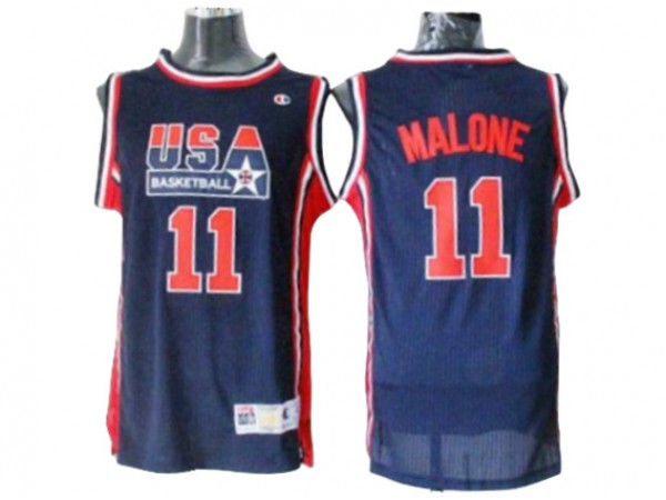 1992 Olympic USA Basketball Dream Team #11 Karl Malone Jersey - Navy/White