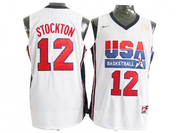 1992 Olympic USA Basketball Dream Team #12 John Stockton Jersey - Navy/White