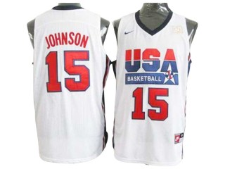 1992 Olympic USA Basketball Dream Team #15 Magic Johnson Jersey - Navy/White