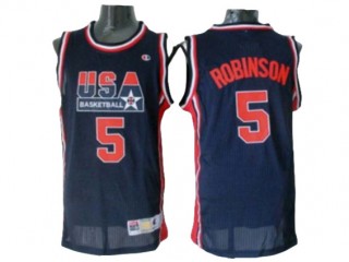 1992 Olympic USA Basketball Dream Team #5 David Robinson Navy Home Jersey