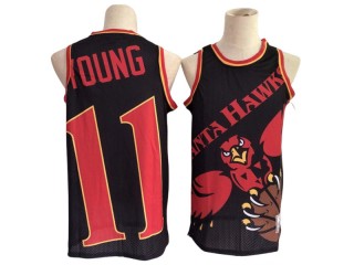 Atlanta Hawks #11 Trae Young Black Hardwood Classics 'Big Face' Jersey