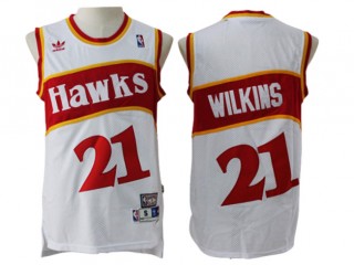 Atlanta Hawks #21 Dominique Wilkins White Hardwood Classics Jersey