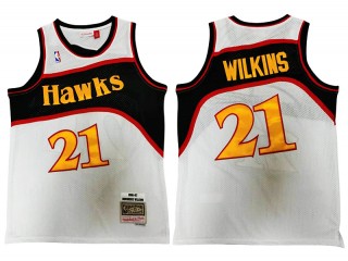M&N Atlanta Hawks #21 Dominique Wilkins White Hardwood Classics Jersey