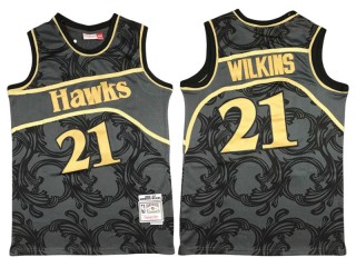 M&N Atlanta Hawks #21 Dominique Wilkins Black Golden Hardwood Classics Jersey