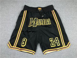 Los Angeles Lakers Just Don "Mamba" #8/24 Black Basketball Shorts