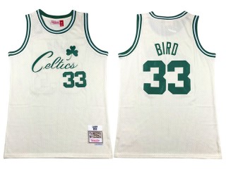 M&N Boston Celtics #33 Larry Bird Cream Chainstitch Swingman Jersey