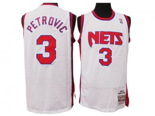 New Jersey Nets #3 Drazen Petrovic White Hardwood Classics Jersey