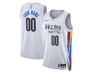 Custom Brooklyn Nets White 2022/23 City Edition Jersey