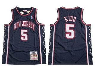 M&N New Jersey Nets #5 Jason Kidd Navy 2006-07 Embroider Edition Jersey