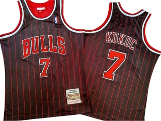 M&N Chicago Bulls #7 Toni Kukoc Black Stripe 1995-96 Hardwood Classics Jersey