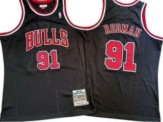 M&N Chicago Bulls #91 Dennis Rodman Black 1997/98 Hardwood Classics Jersey