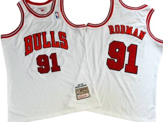 M&N Chicago Bulls #91 Dennis Rodman White 1997/98 Hardwood Classics Jersey