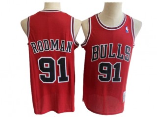 Chicago Bulls #91 Dennis Rodman Red Hardwood Classics Jersey