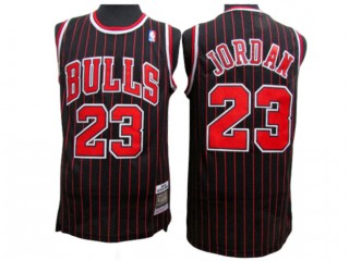 M&N Chicago Bulls #23 Michael Jordan Black Pinstripe Hardwood Classics Jersey