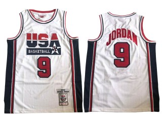 M&N USA Basketball #9 Michael Jordan White 1992 Embroider Edition Jersey
