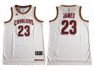 M&N Cleveland Cavaliers #23 LeBron James White Embroider Edition Jersey