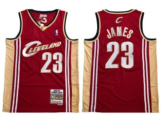 M&N Cleveland Cavaliers #23 LeBron James Red Embroider Edition Jersey