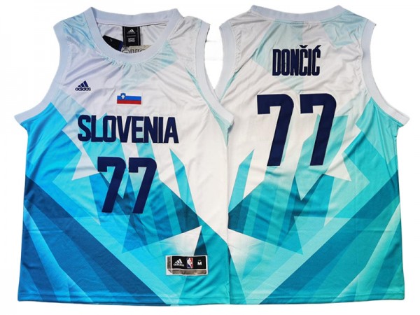Slovenia #77 Luka Doncic White Swingman Jersey