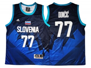Slovenia #77 Luka Doncic Navy Swingman Jersey