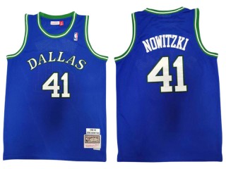 M&N Dallas Mavericks #41 Dirk Nowitzki 1998/99 Blue Hardwood Classic Jersey