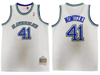 M&N Dallas Mavericks #41 Dirk Nowitzki 1998/99 White Hardwood Classic Jersey