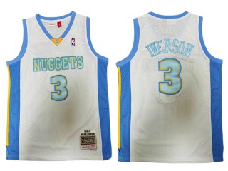 M&N Denver Nuggets #3 Allen Iverson White 2006-07 Hardwood Classic Jersey