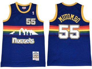 M&N Denver Nuggets #55 Dikembe Mutombo Blue 1991-92 Hardwood Classic Jersey