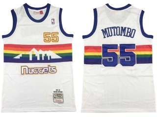 M&N Denver Nuggets #55 Dikembe Mutombo White 1991-92 Hardwood Classic Jersey